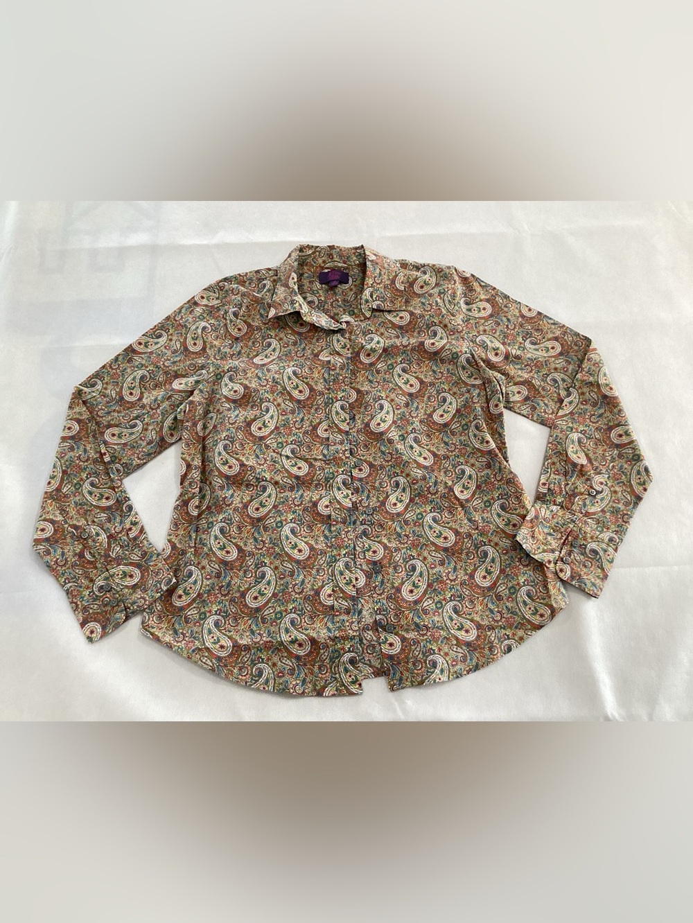 J. Crew Paisley Button-Down Shirt in Brown and Cream size 10 #35